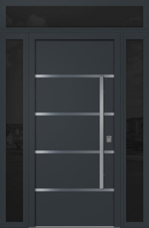 Nova Inox S3 Modern Exterior Single Door 36x80 with 2 Sidelight and Transom - Unit 62x95 1/2 - Gray - Doors and Beyond