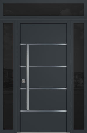Nova Inox S3 Modern Exterior Single Door 36x80 with 2 Sidelight and Transom - Unit 62x95 1/2 - Gray - Doors and Beyond