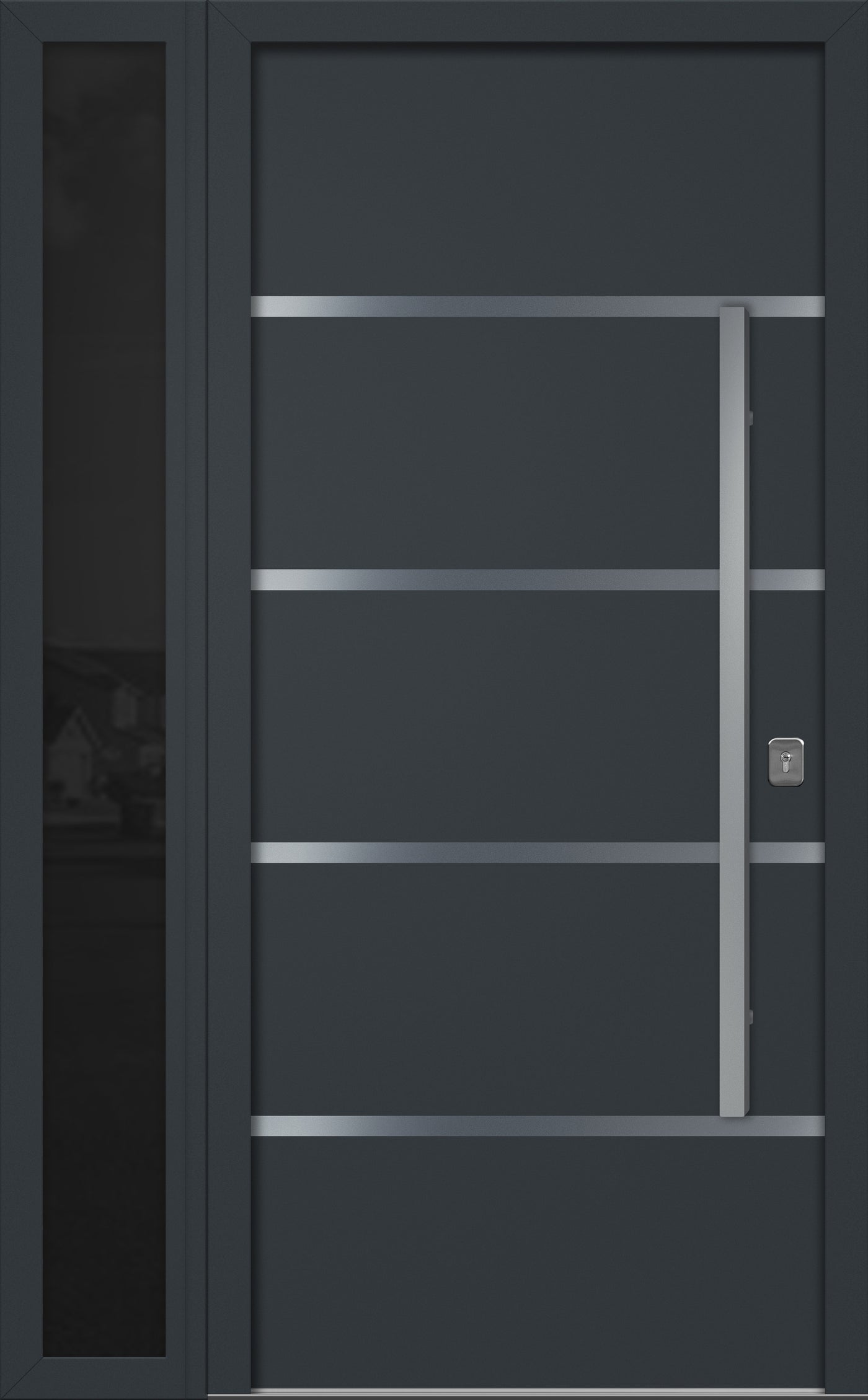 Nova Inox S3 Modern Exterior Single Door W/ (1) 12" Sidelight - Unit 50x81 3/8 - Gray - Doors and Beyond
