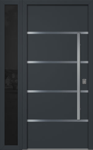 Nova Inox S3 Modern Exterior Single Door W/ (1) 12" Sidelight - Unit 50x81 3/8 - Gray - Doors and Beyond