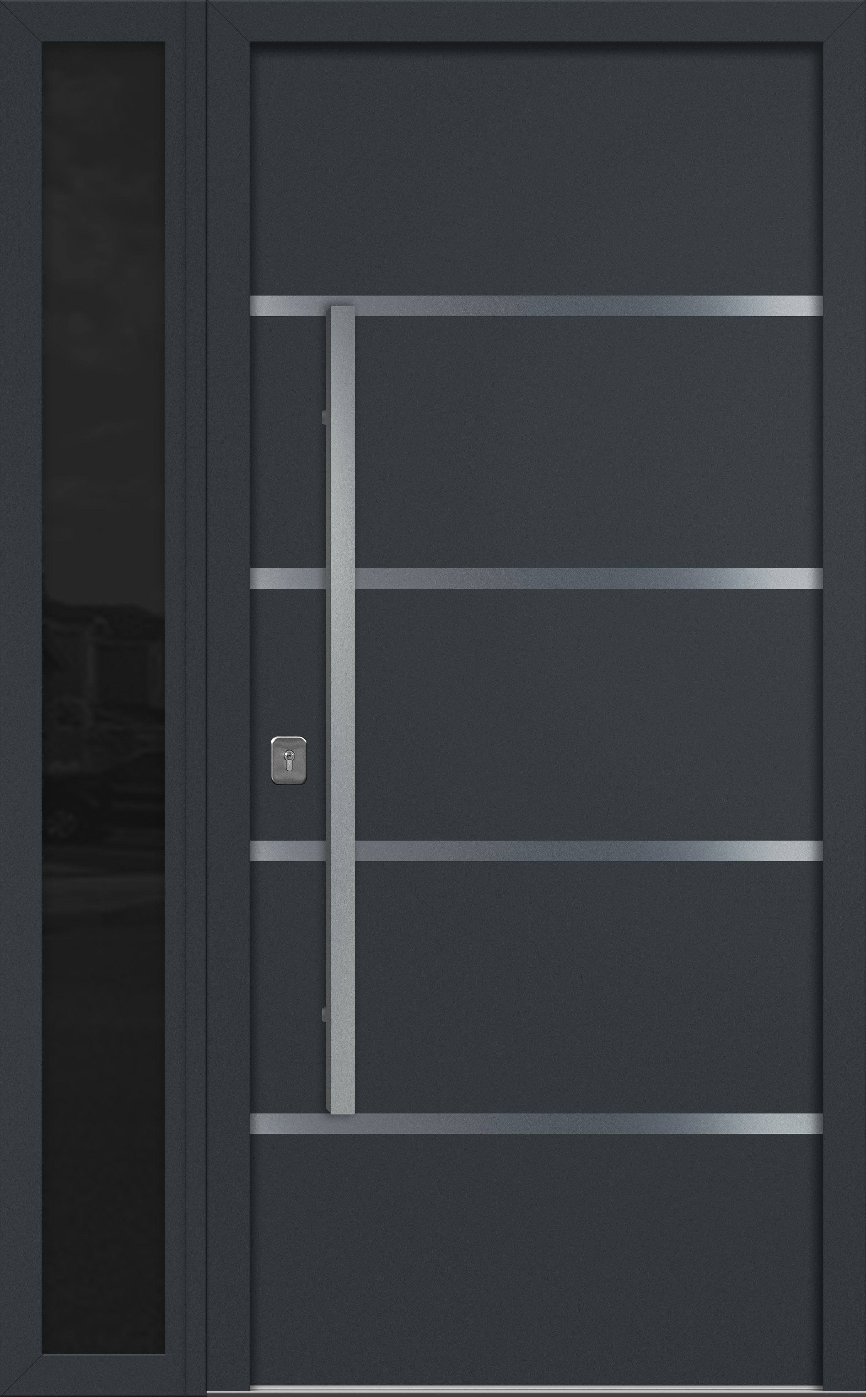 Nova Inox S3 Modern Exterior Single Door W/ (1) 12" Sidelight - Unit 50x81 3/8 - Gray