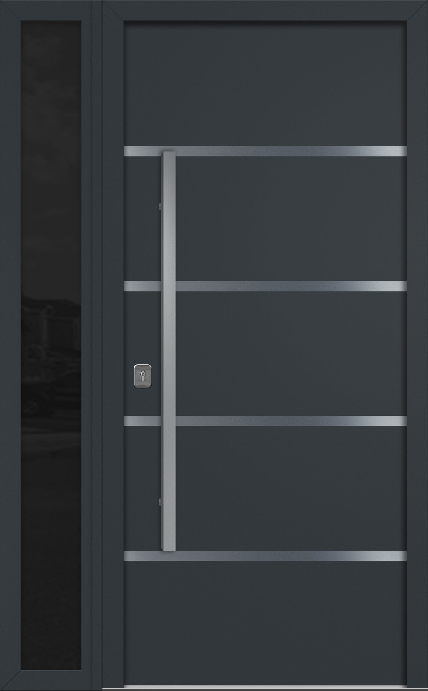 Nova Inox S3 Modern Exterior Single Door W/ (1) 12" Sidelight - Unit 50x81 3/8 - Gray - Doors and Beyond
