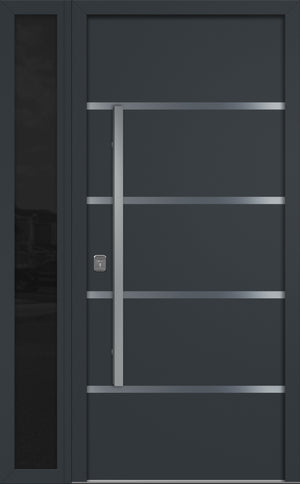 Nova Inox S3 Modern Exterior Single Door W/ (1) 12" Sidelight - Unit 50x81 3/8 - Gray - Doors and Beyond