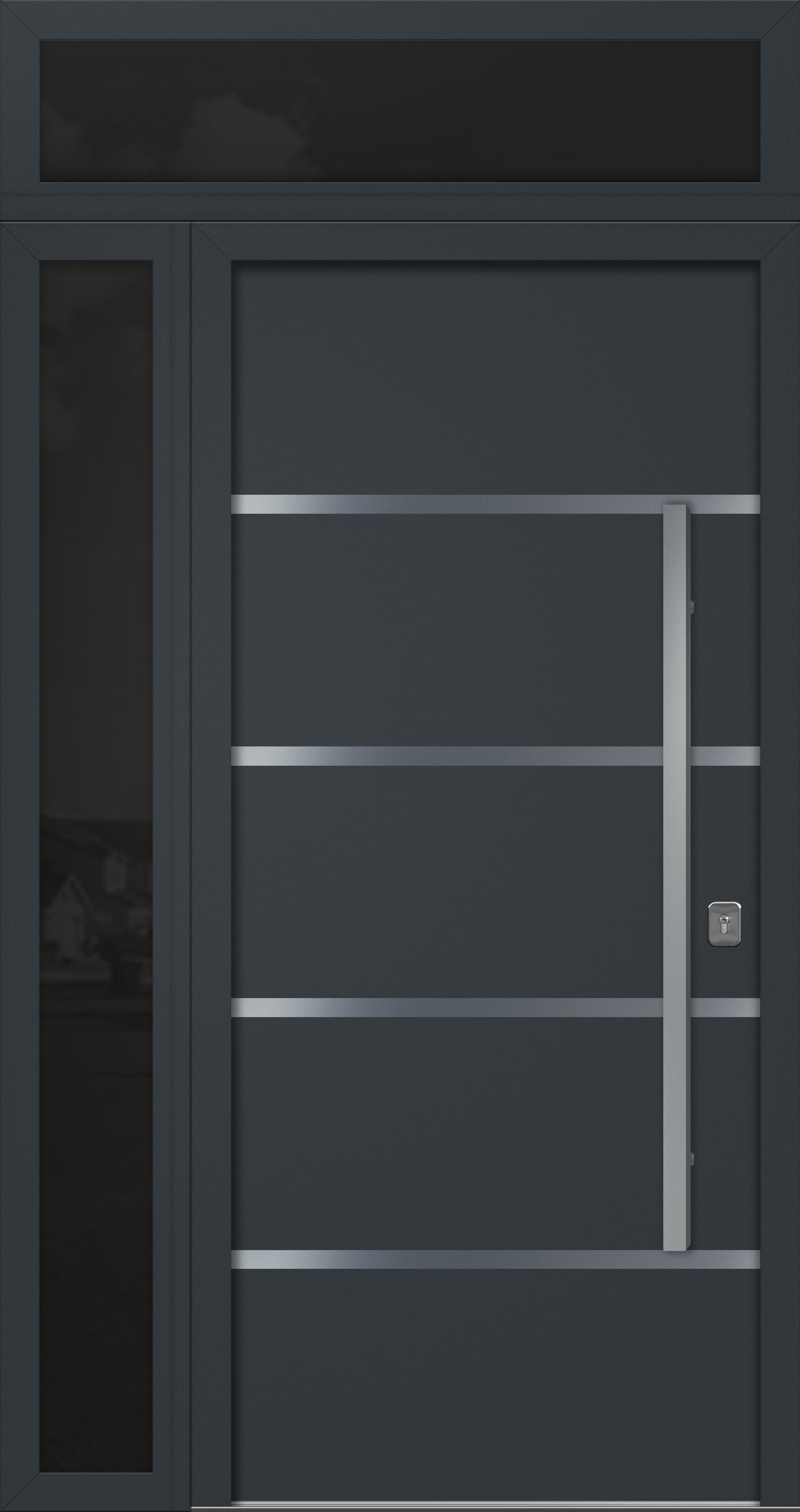 Nova Inox S3 Modern Exterior Single Door 36x80 with Sidelight and Transom - Unit 50x95 1/2 - Gray - Doors and Beyond