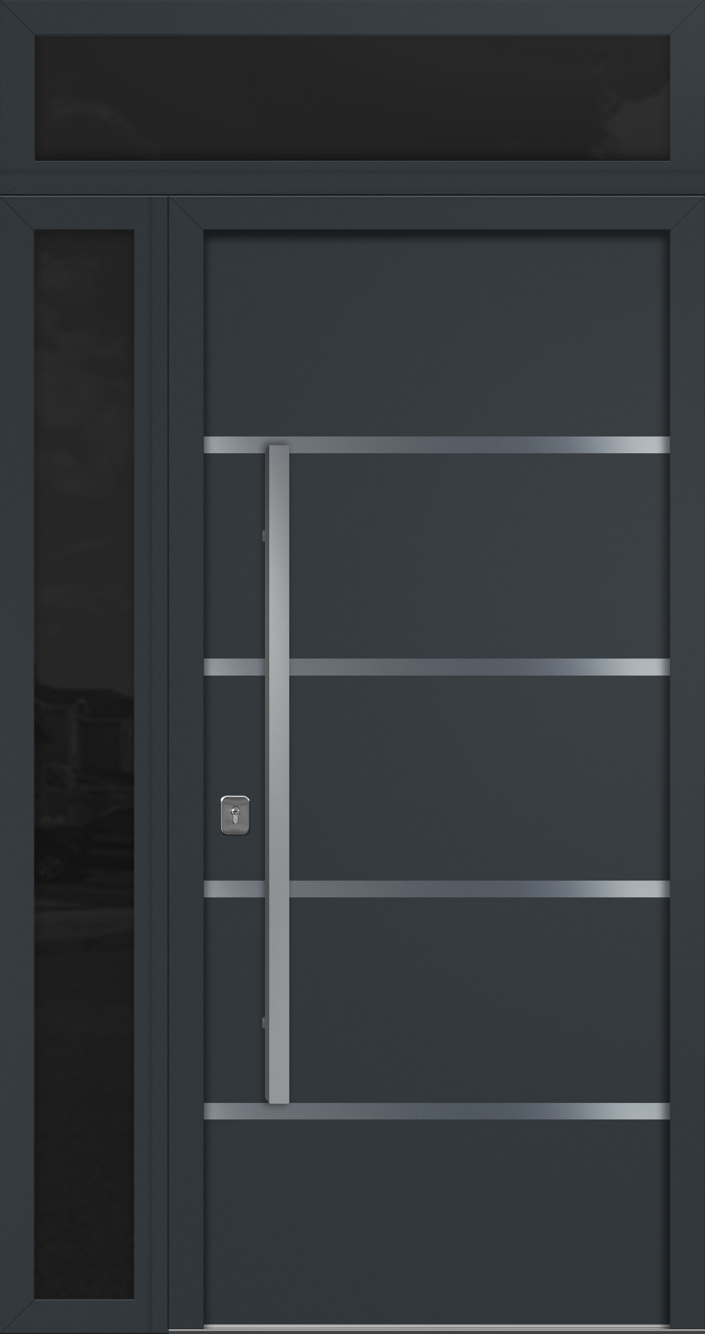 Nova Inox S3 Modern Exterior Single Door 36x80 with Sidelight and Transom - Unit 50x95 1/2 - Gray