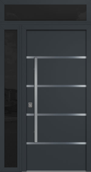 Nova Inox S3 Modern Exterior Single Door 36x80 with Sidelight and Transom - Unit 50x95 1/2 - Gray - Doors and Beyond