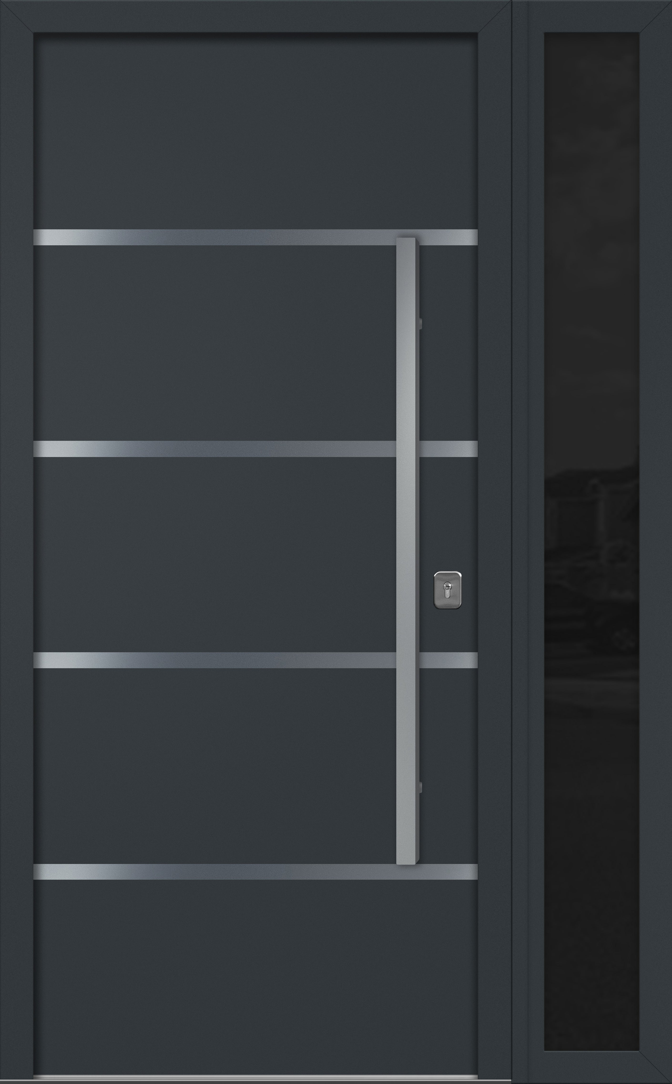 Nova Inox S3 Modern Exterior Single Door W/ (1) 12" Sidelight - Unit 50x81 3/8 - Gray