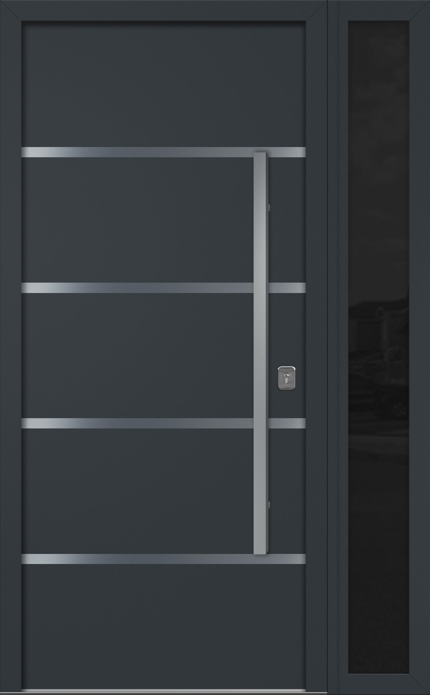 Nova Inox S3 Modern Exterior Single Door W/ (1) 12" Sidelight - Unit 50x81 3/8 - Gray - Doors and Beyond