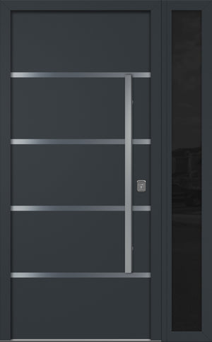 Nova Inox S3 Modern Exterior Single Door W/ (1) 12" Sidelight - Unit 50x81 3/8 - Gray - Doors and Beyond