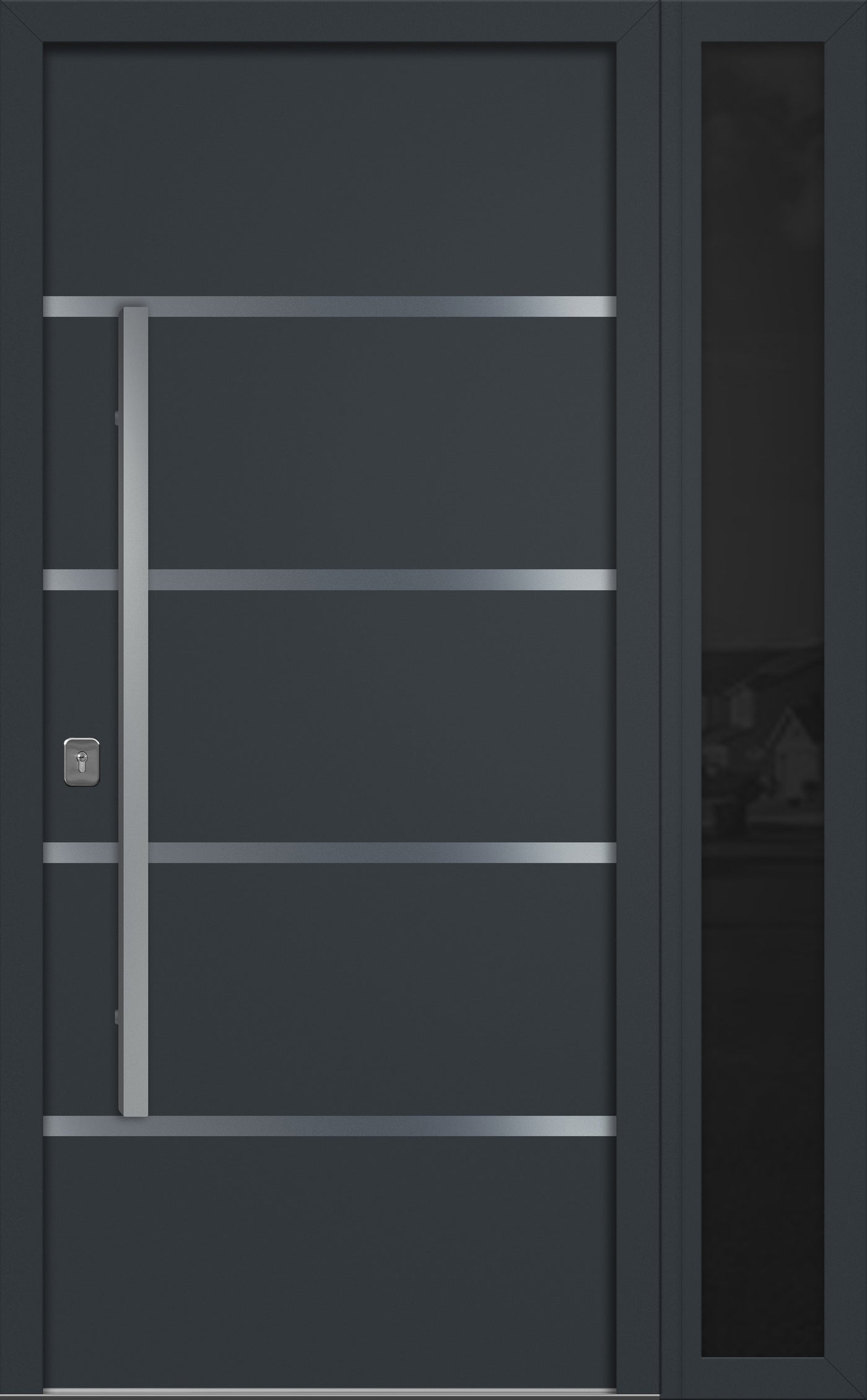 Nova Inox S3 Modern Exterior Single Door W/ (1) 12" Sidelight - Unit 50x81 3/8 - Gray - Doors and Beyond