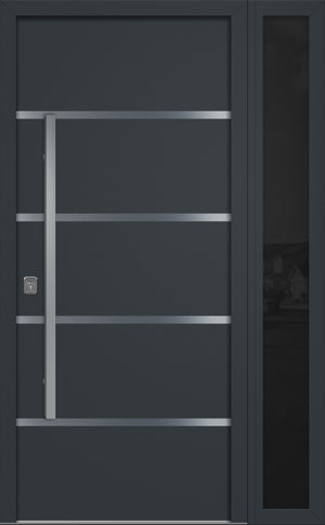Nova Inox S3 Modern Exterior Single Door W/ (1) 12" Sidelight - Unit 50x81 3/8 - Gray - Doors and Beyond