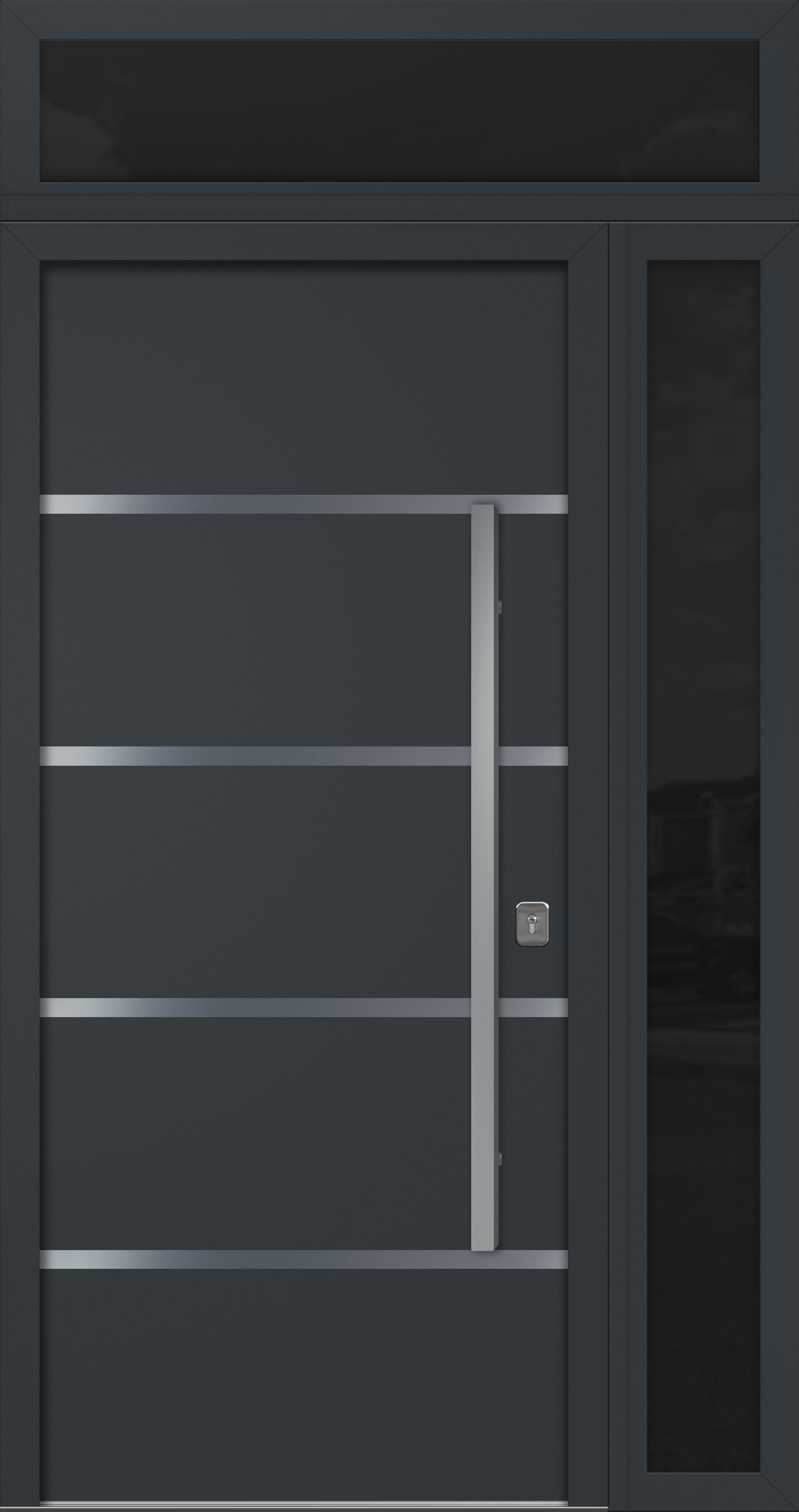 Nova Inox S3 Modern Exterior Single Door 36x80 with Sidelight and Transom - Unit 50x95 1/2 - Gray