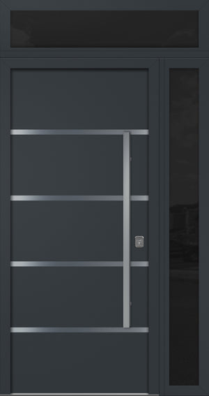 Nova Inox S3 Modern Exterior Single Door 36x80 with Sidelight and Transom - Unit 50x95 1/2 - Gray - Doors and Beyond