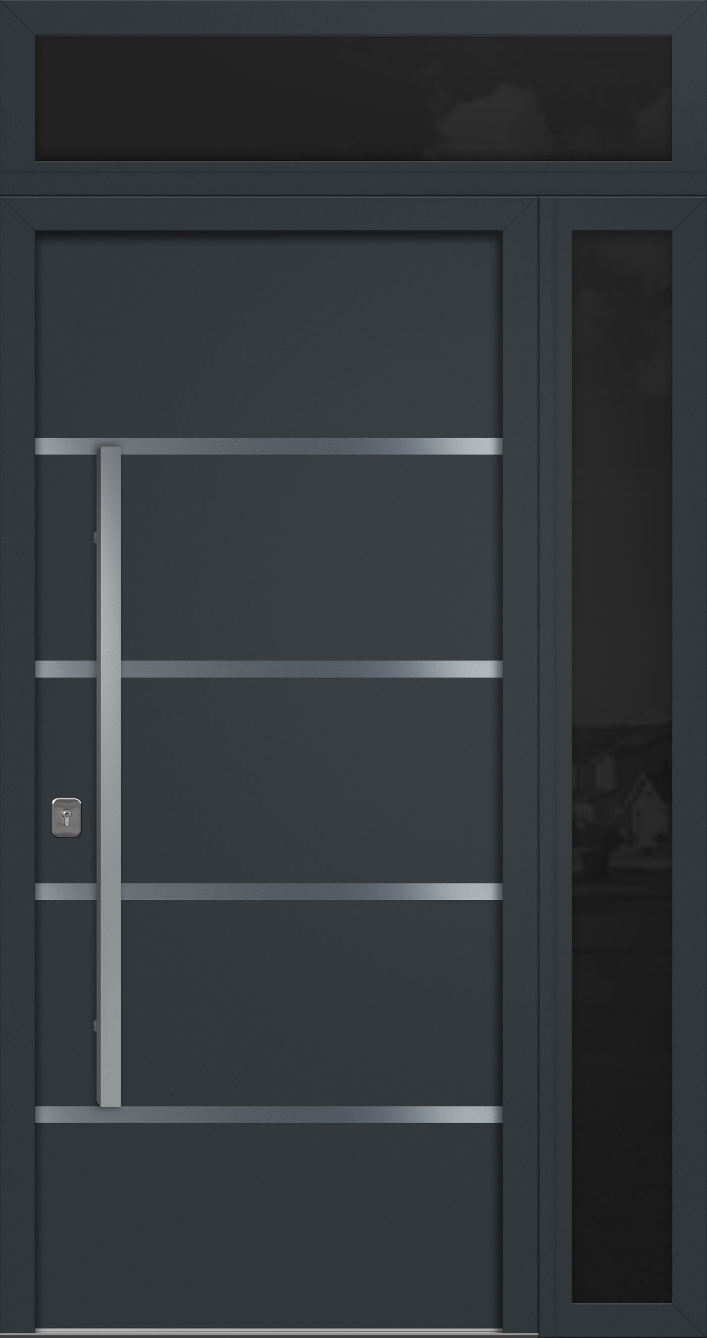 Nova Inox S3 Modern Exterior Single Door 36x80 with Sidelight and Transom - Unit 50x95 1/2 - Gray - Doors and Beyond