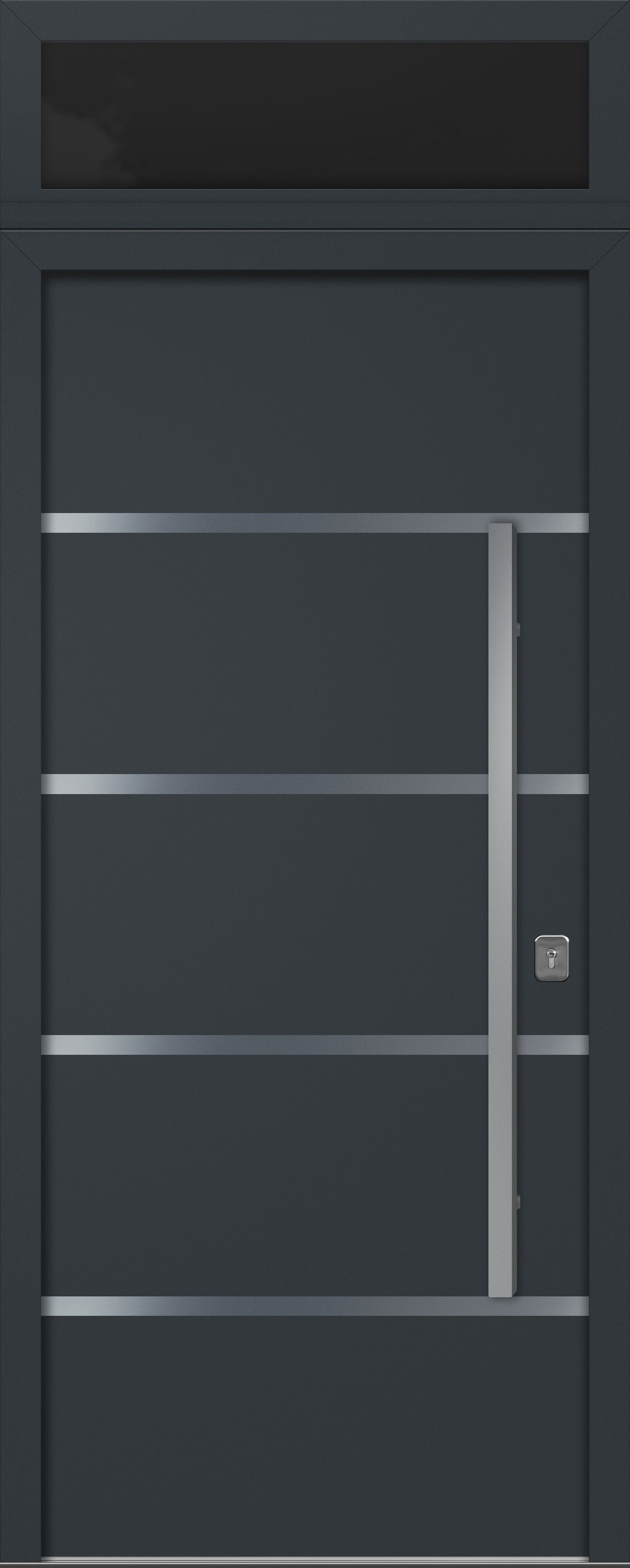 Nova Inox S3 Modern Exterior Single Door 36x80 with Transom - Unit Size 38 x 95 1/2”- Gray - Doors and Beyond