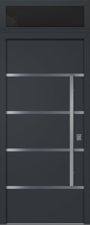 Nova Inox S3 Modern Exterior Single Door 36x80 with Transom - Unit Size 38 x 95 1/2”- Gray - Doors and Beyond