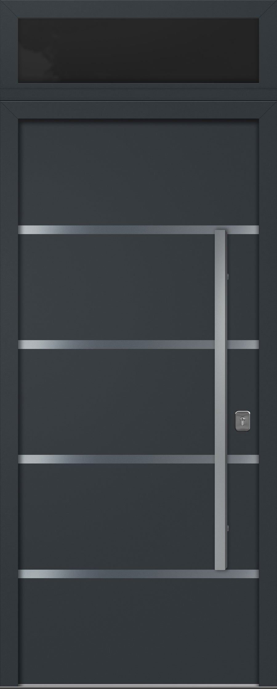 Nova Inox S3 Modern Exterior Single Door 36x80 with Transom - Unit Size 38 x 95 1/2”- Gray - Doors and Beyond