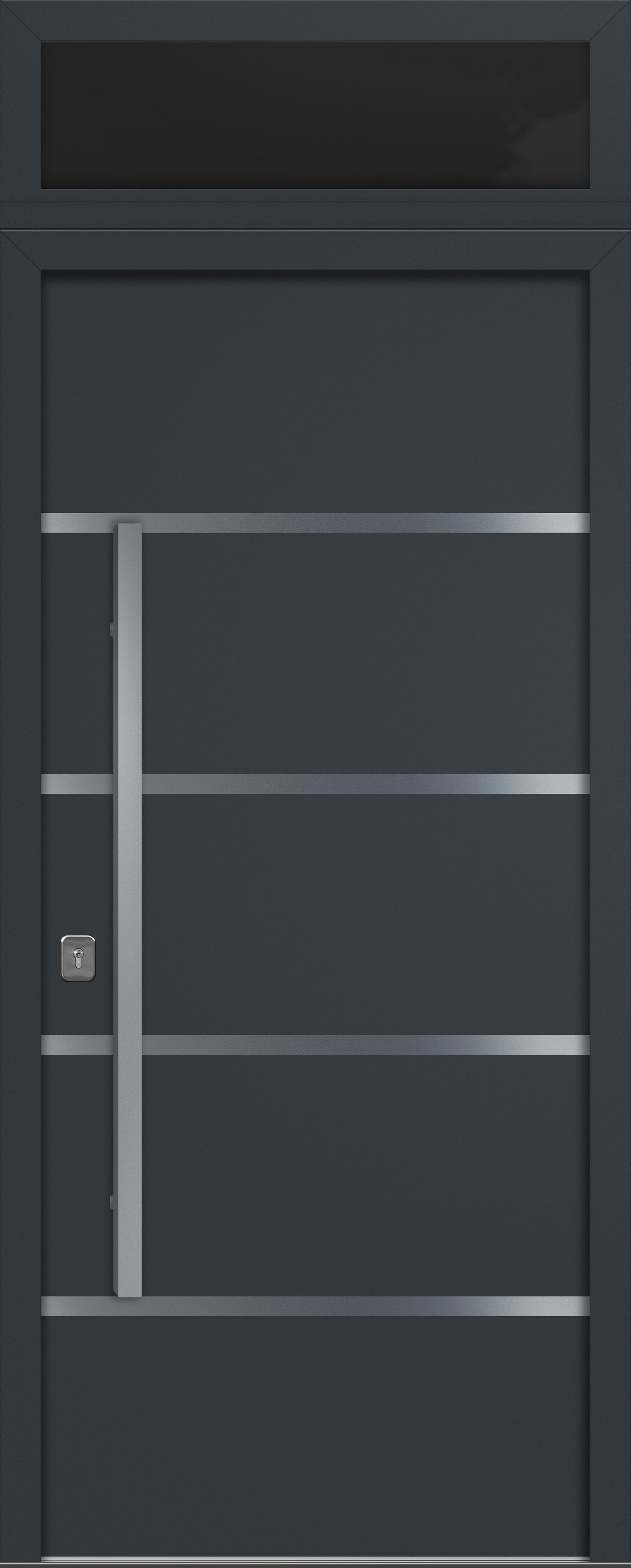 Nova Inox S3 Modern Exterior Single Door 36x80 with Transom - Unit Size 38 x 95 1/2”- Gray - Doors and Beyond