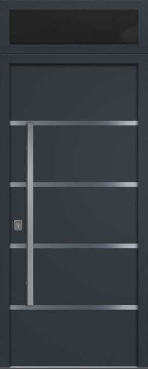 Nova Inox S3 Modern Exterior Single Door 36x80 with Transom - Unit Size 38 x 95 1/2”- Gray - Doors and Beyond