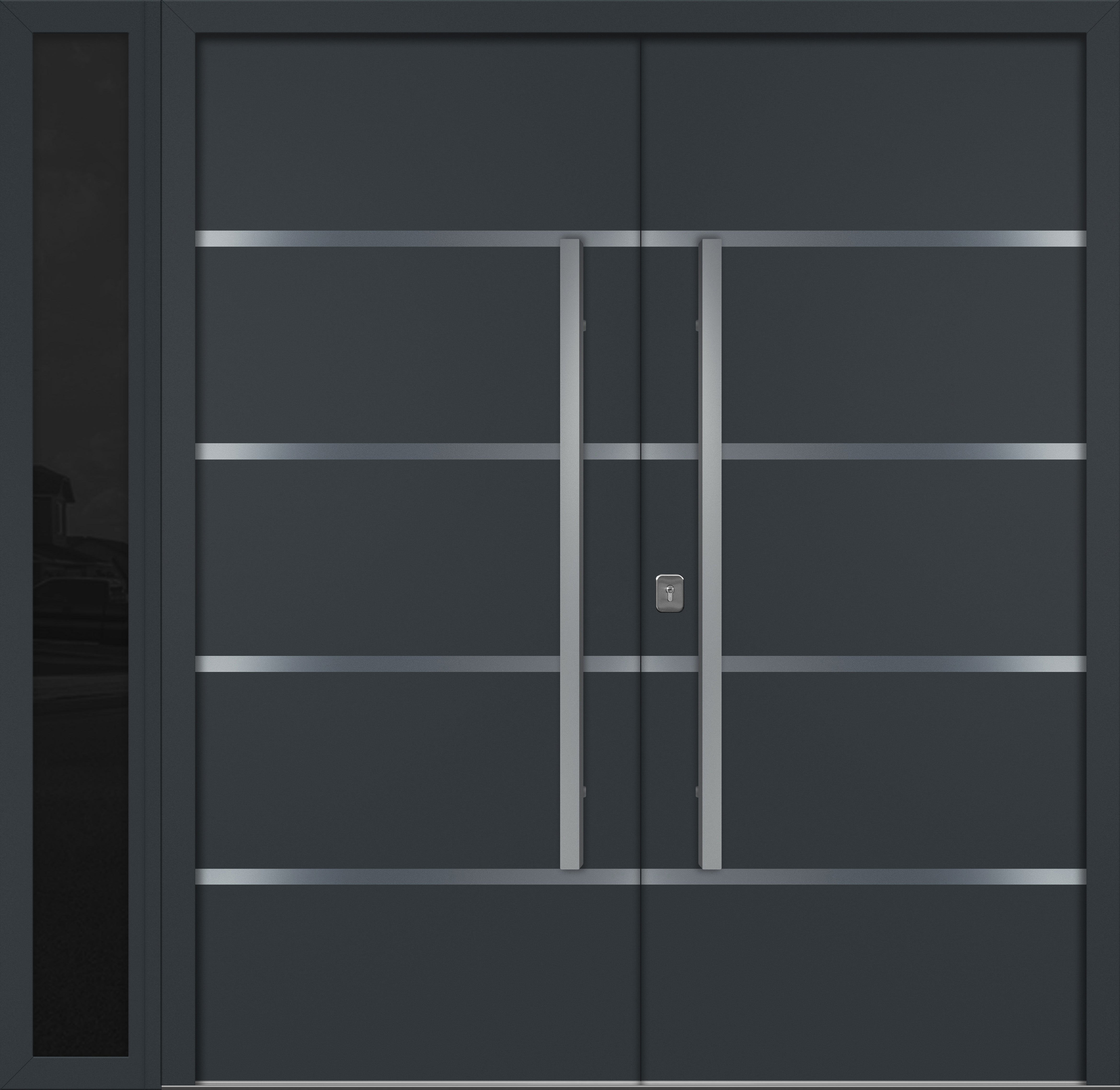 Nova Inox S3  Modern Exterior Double Door W/ (1) 12" Sidelight - Unit 86x81 3/8 - Gray