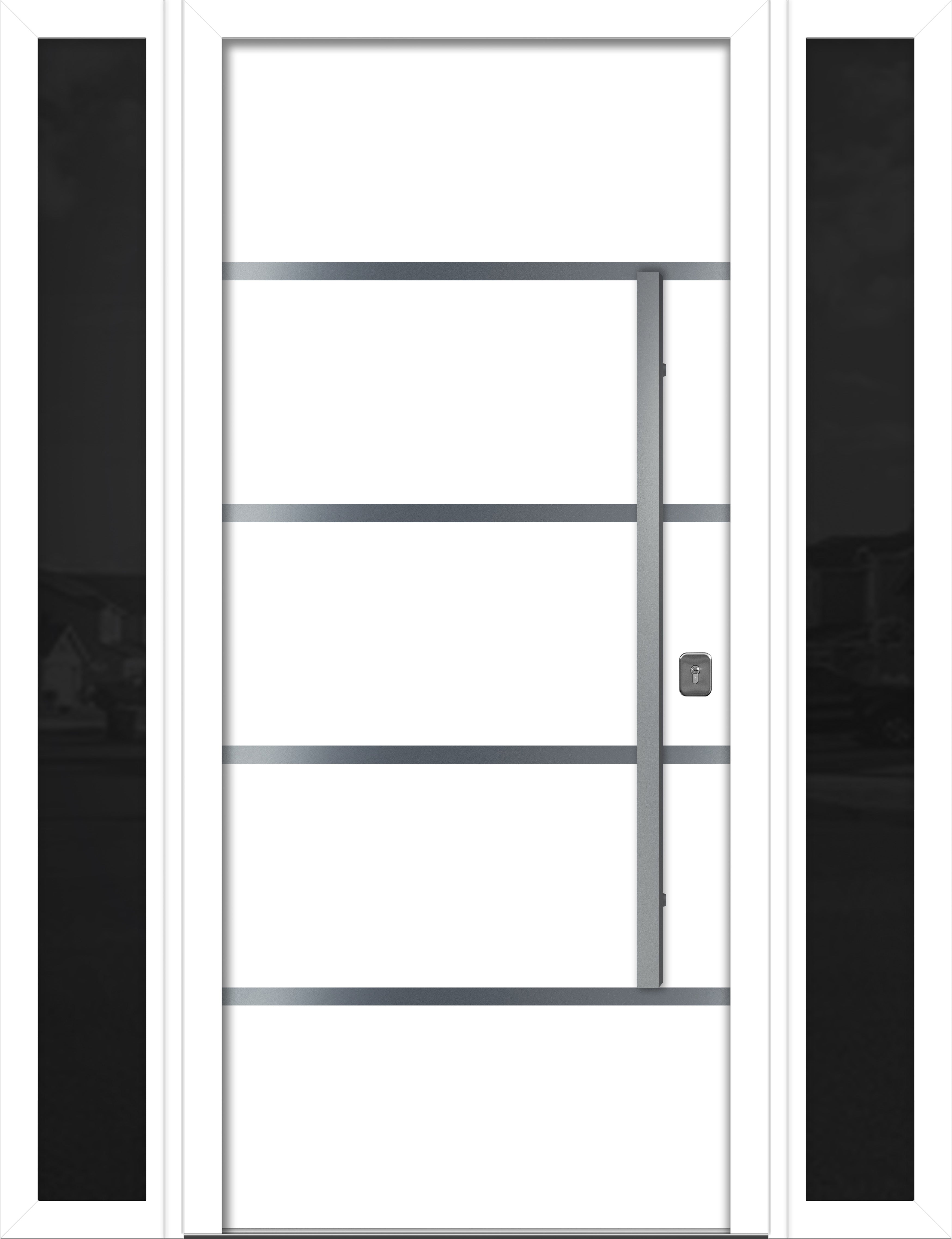 Nova Inox S3 Modern Exterior Single Door W/ (2) 12" Sidelight - Unit 62x81 3/8 - White