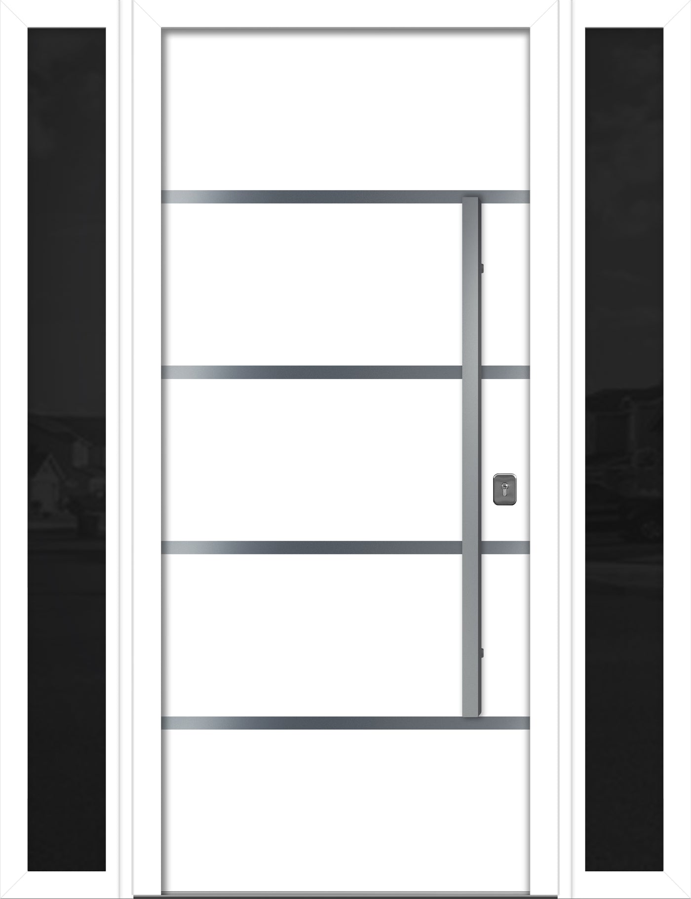 Nova Inox S3 Modern Exterior Single Door W/ (2) 12" Sidelight - Unit 62x81 3/8 - White - Doors and Beyond