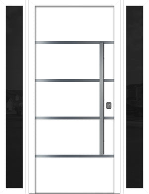 Nova Inox S3 Modern Exterior Single Door W/ (2) 12" Sidelight - Unit 62x81 3/8 - White - Doors and Beyond