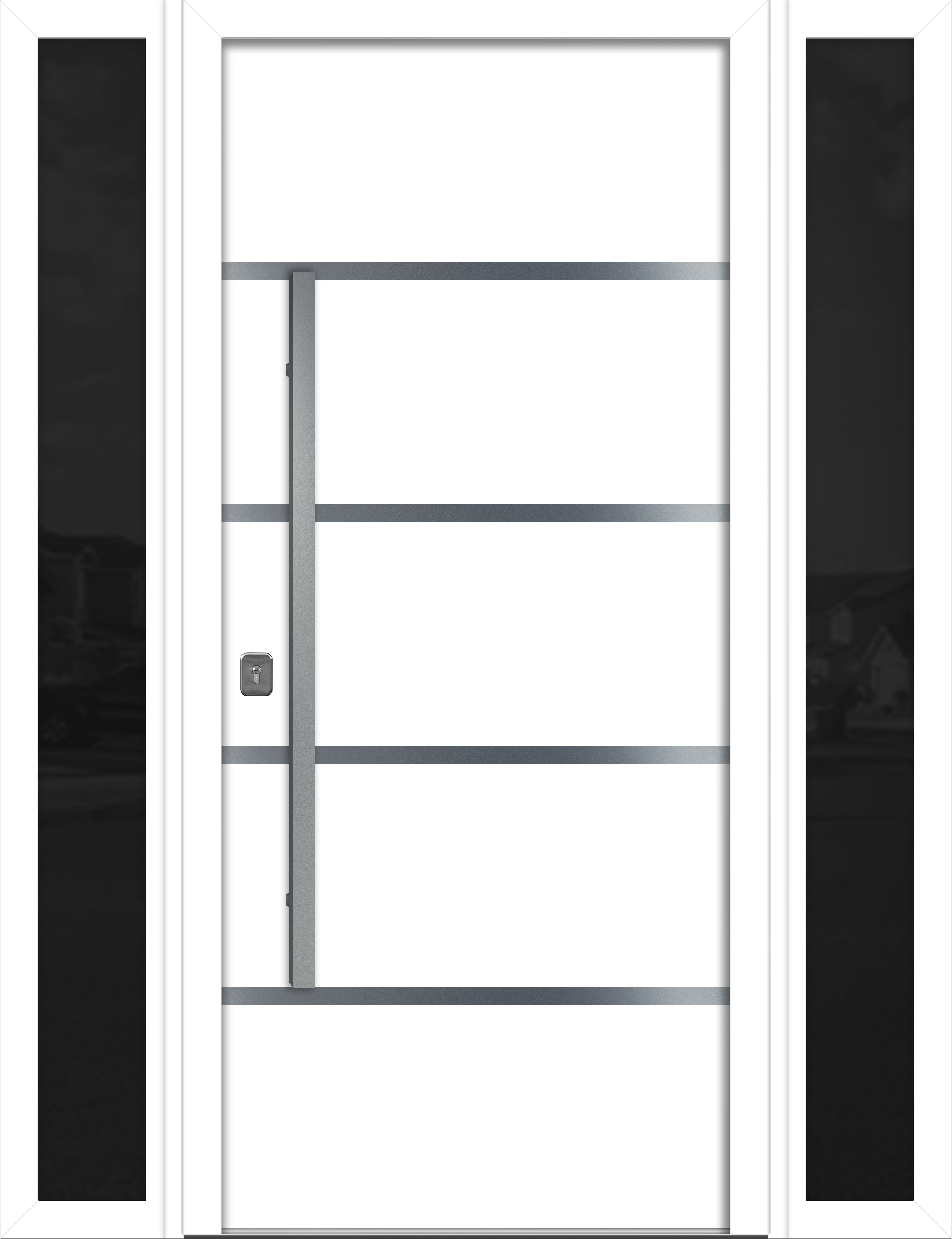 Nova Inox S3 Modern Exterior Single Door W/ (2) 12" Sidelight - Unit 62x81 3/8 - White