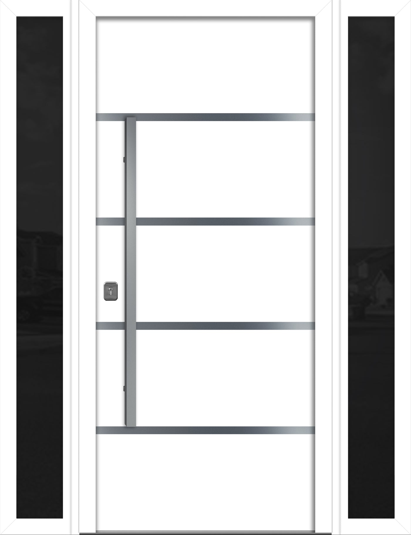 Nova Inox S3 Modern Exterior Single Door W/ (2) 12" Sidelight - Unit 62x81 3/8 - White - Doors and Beyond