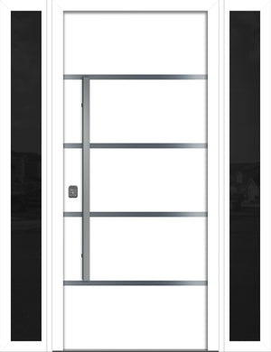 Nova Inox S3 Modern Exterior Single Door W/ (2) 12" Sidelight - Unit 62x81 3/8 - White - Doors and Beyond