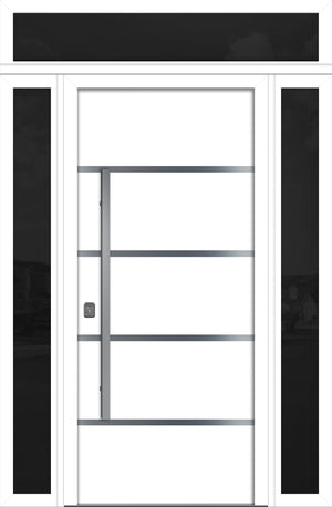 Nova Inox S3 Modern Exterior Single Door 36x80 with 2 Sidelight and Transom - Unit 62x95 1/2 - White - Doors and Beyond