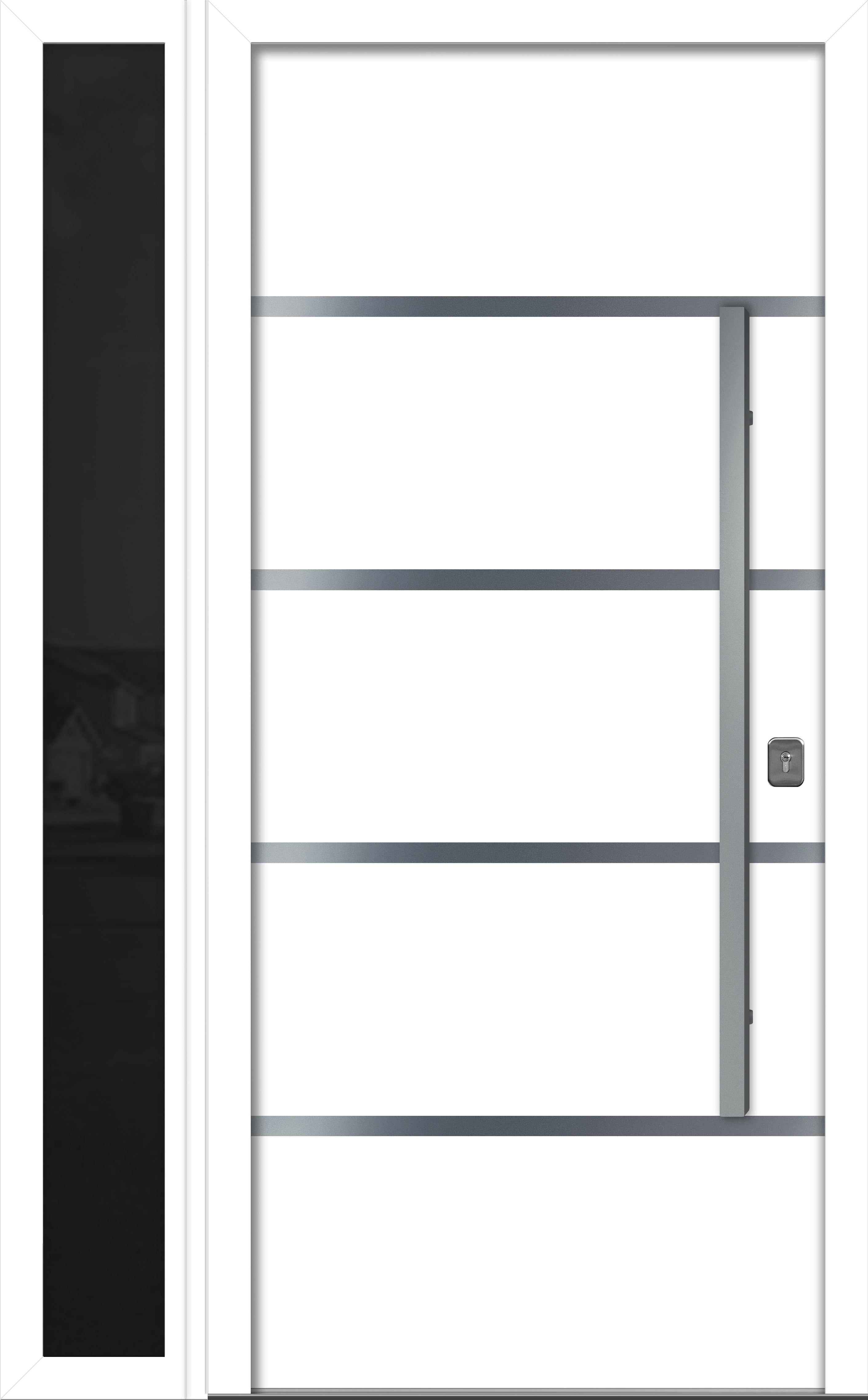 Nova Inox S3 Modern Exterior Single Door W/ (1) 12" Sidelight - Unit 50x81 3/8 - White