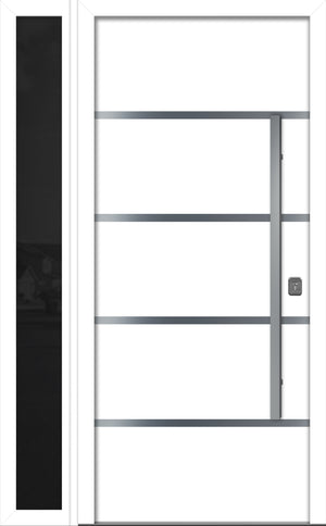 Nova Inox S3 Modern Exterior Single Door W/ (1) 12" Sidelight - Unit 50x81 3/8 - White - Doors and Beyond