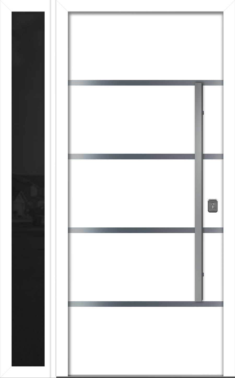 Nova Inox S3 Modern Exterior Single Door W/ (1) 12" Sidelight - Unit 50x81 3/8 - White - Doors and Beyond