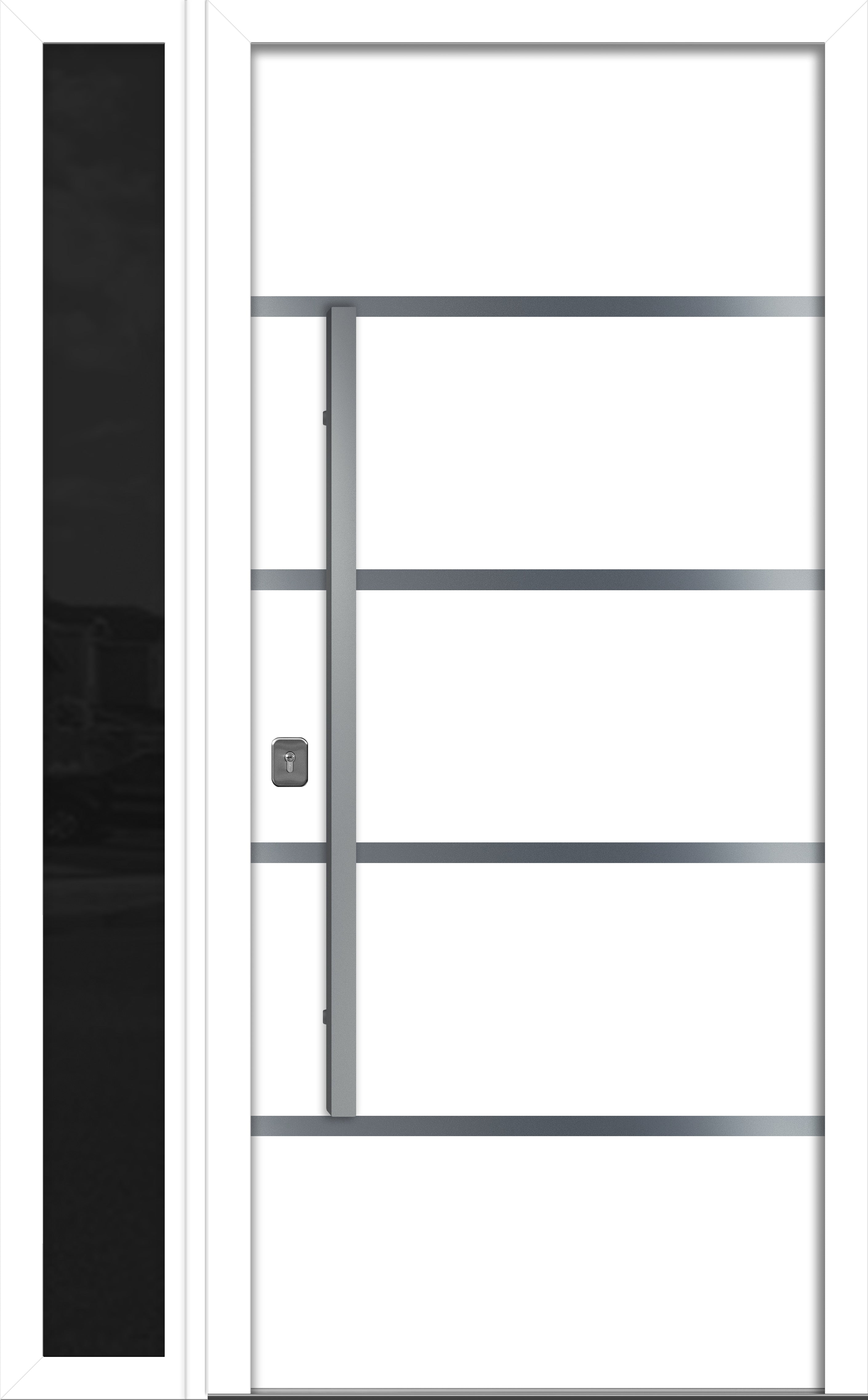 Nova Inox S3 Modern Exterior Single Door W/ (1) 12" Sidelight - Unit 50x81 3/8 - White