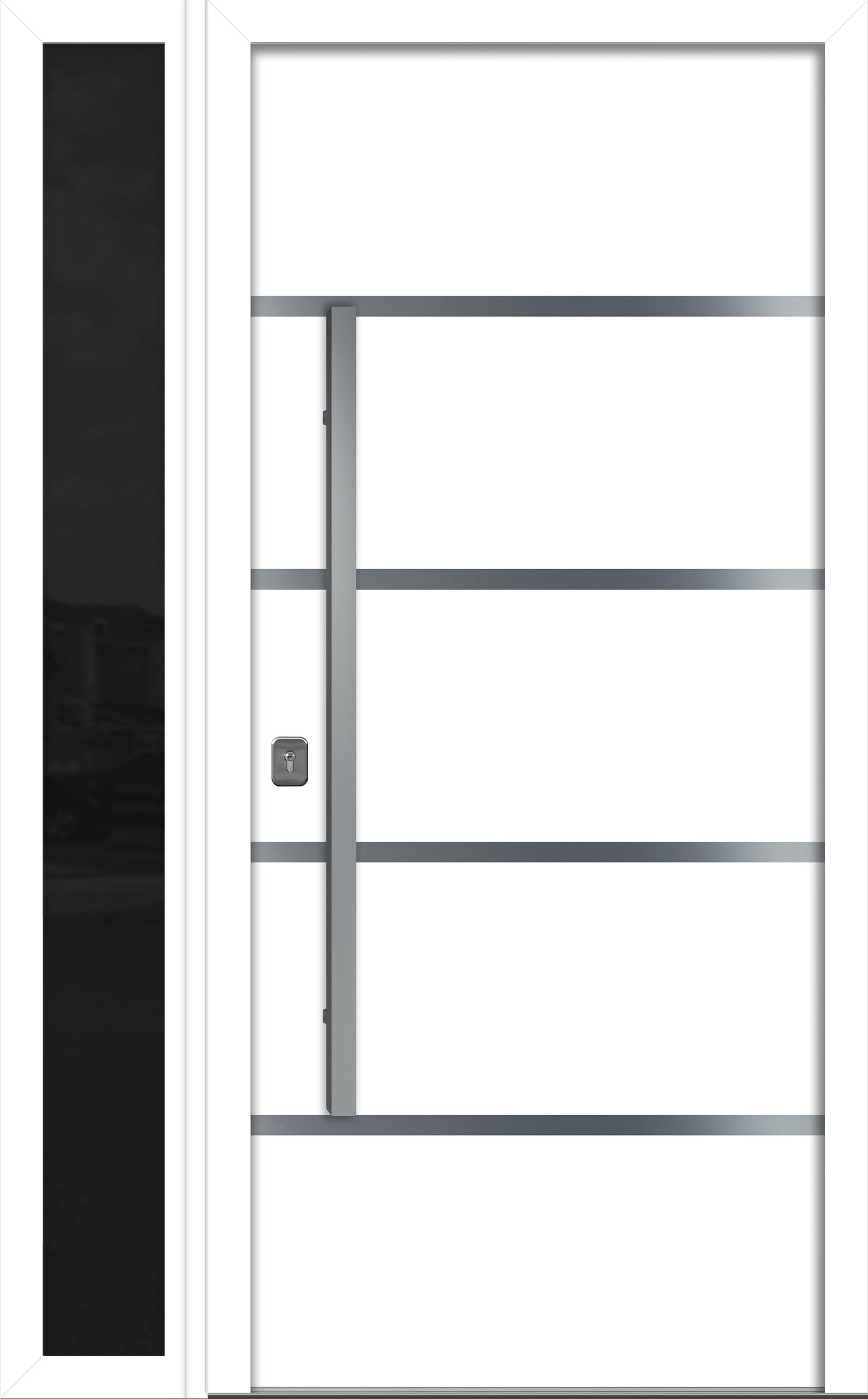 Nova Inox S3 Modern Exterior Single Door W/ (1) 12" Sidelight - Unit 50x81 3/8 - White - Doors and Beyond