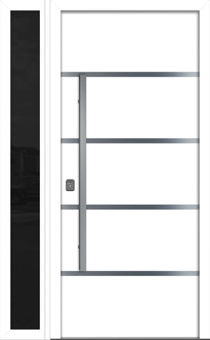 Nova Inox S3 Modern Exterior Single Door W/ (1) 12" Sidelight - Unit 50x81 3/8 - White - Doors and Beyond