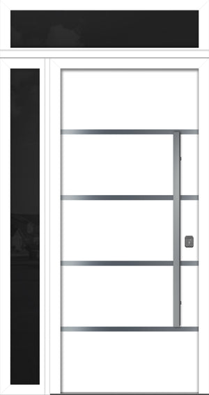 Nova Inox S3 Modern Exterior Single Door 36x80 with Sidelight and Transom - Unit 50x95 1/2 - White - Doors and Beyond