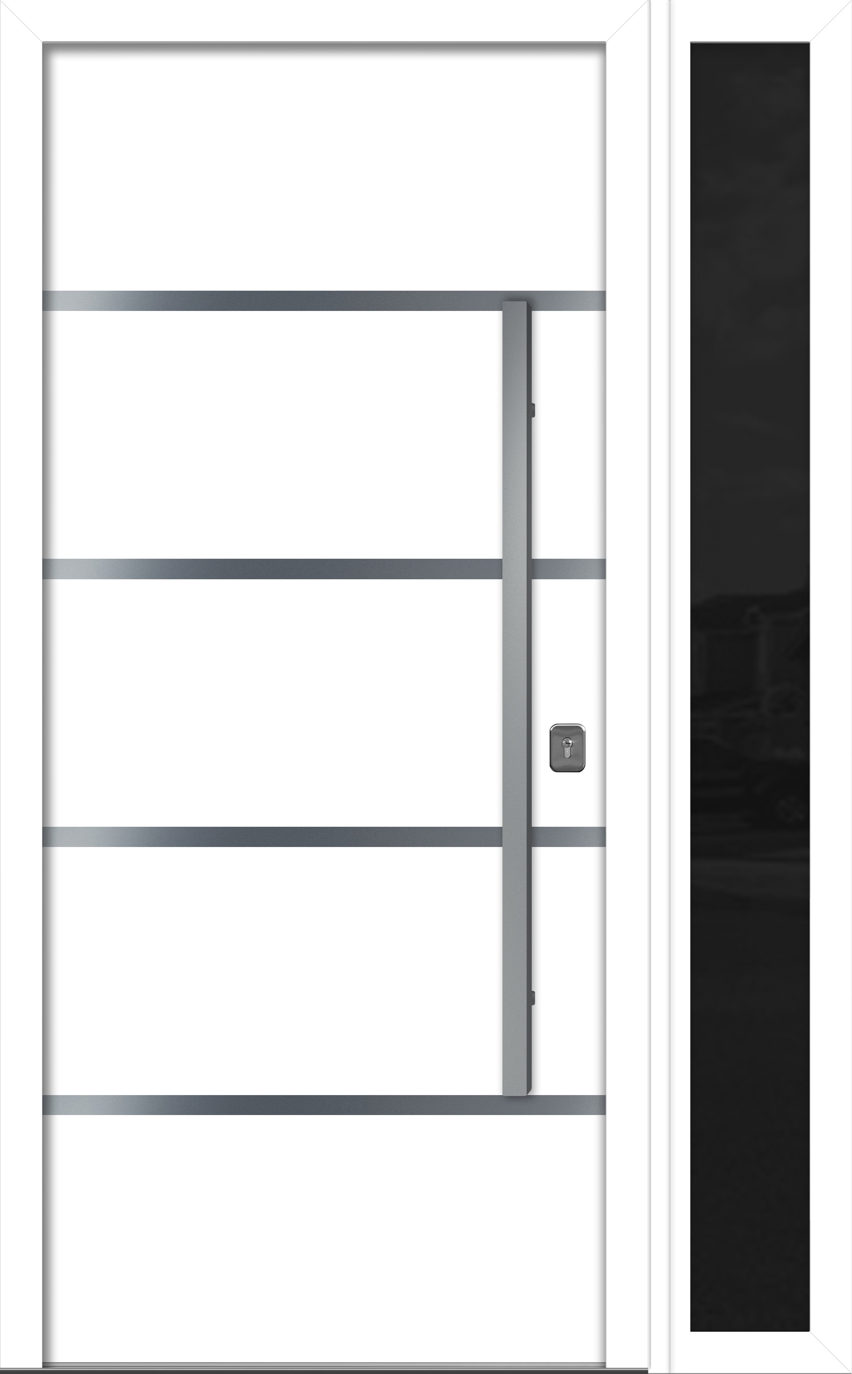 Nova Inox S3 Modern Exterior Single Door W/ (1) 12" Sidelight - Unit 50x81 3/8 - White