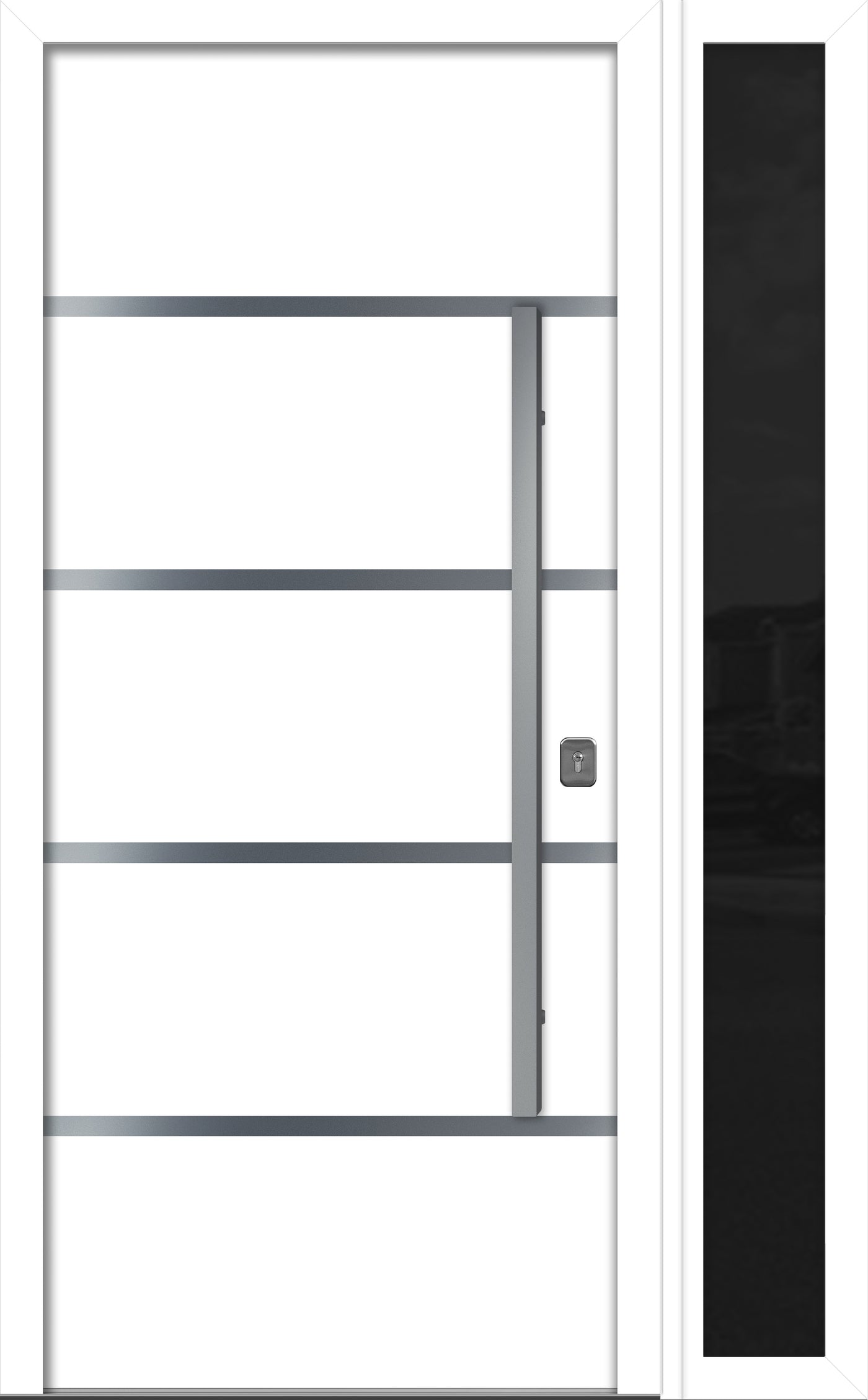 Nova Inox S3 Modern Exterior Single Door W/ (1) 12" Sidelight - Unit 50x81 3/8 - White - Doors and Beyond