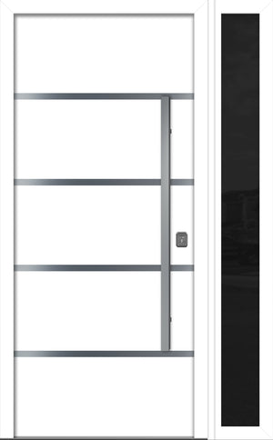Nova Inox S3 Modern Exterior Single Door W/ (1) 12" Sidelight - Unit 50x81 3/8 - White - Doors and Beyond