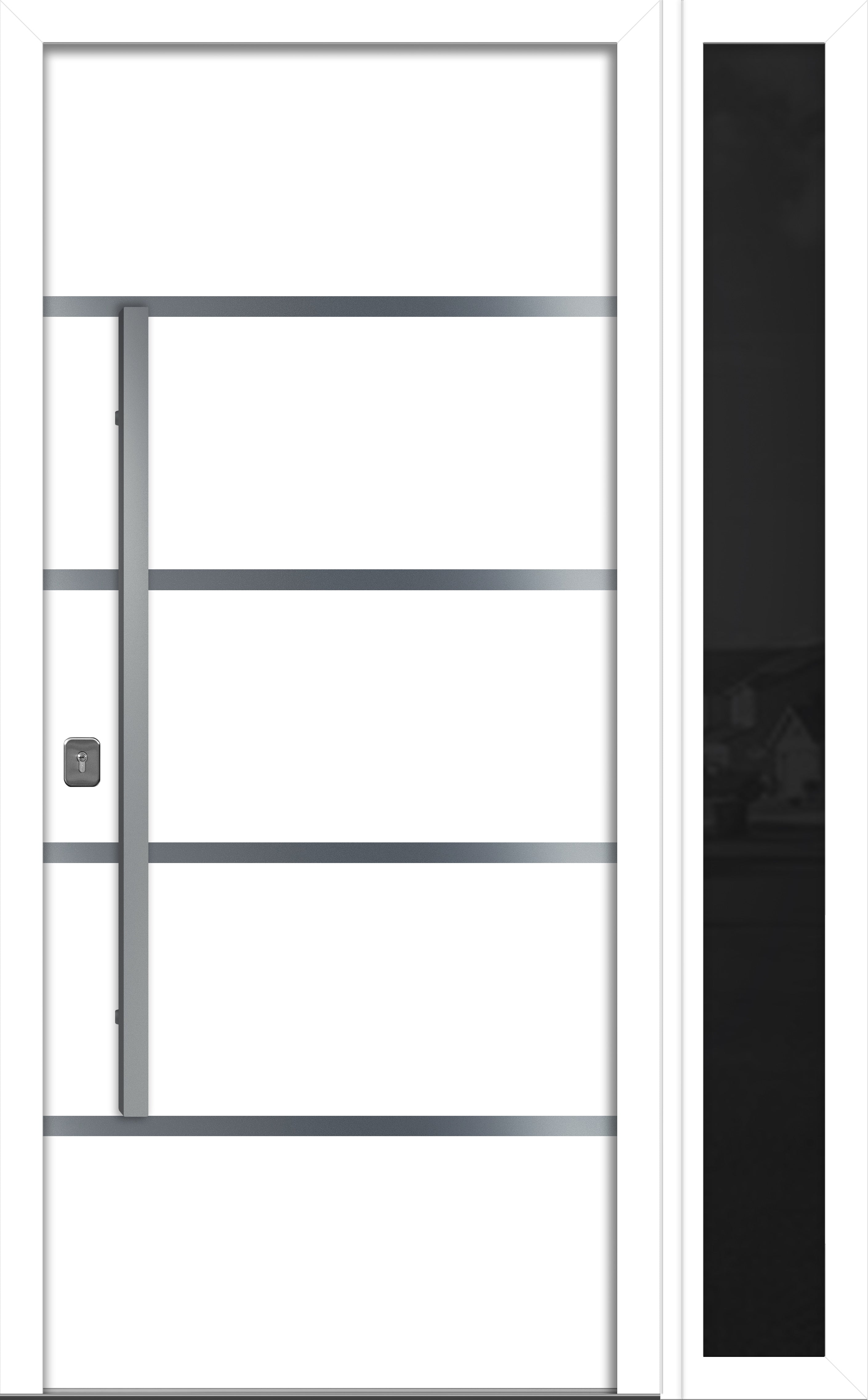 Nova Inox S3 Modern Exterior Single Door W/ (1) 12" Sidelight - Unit 50x81 3/8 - White