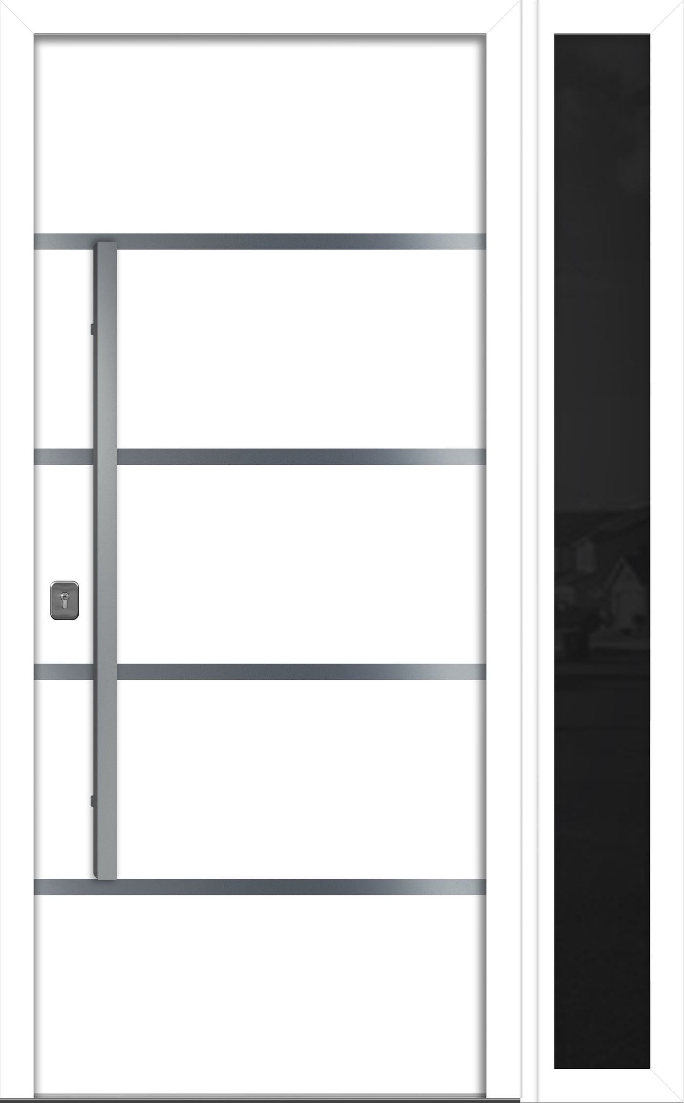 Nova Inox S3 Modern Exterior Single Door W/ (1) 12" Sidelight - Unit 50x81 3/8 - White - Doors and Beyond