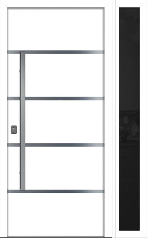 Nova Inox S3 Modern Exterior Single Door W/ (1) 12" Sidelight - Unit 50x81 3/8 - White - Doors and Beyond