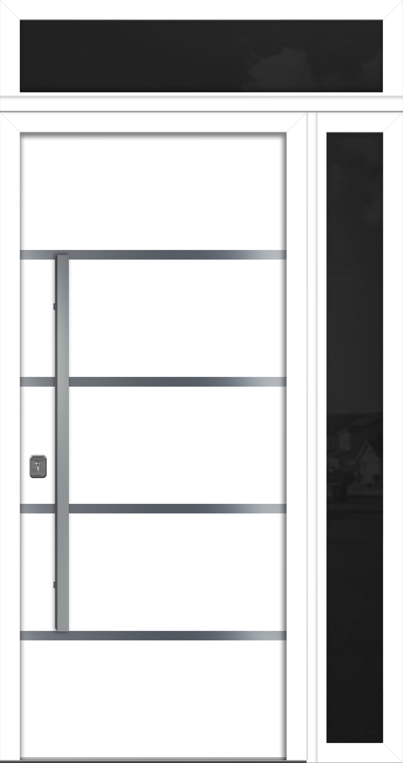 Nova Inox S3 Modern Exterior Single Door 36x80 with Sidelight and Transom - Unit 50x95 1/2 - White - Doors and Beyond
