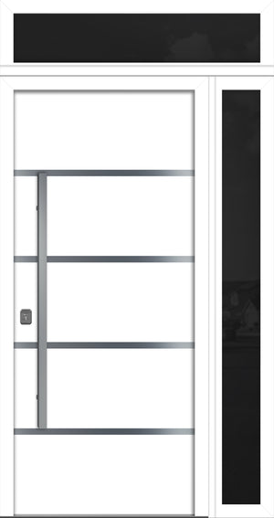 Nova Inox S3 Modern Exterior Single Door 36x80 with Sidelight and Transom - Unit 50x95 1/2 - White - Doors and Beyond