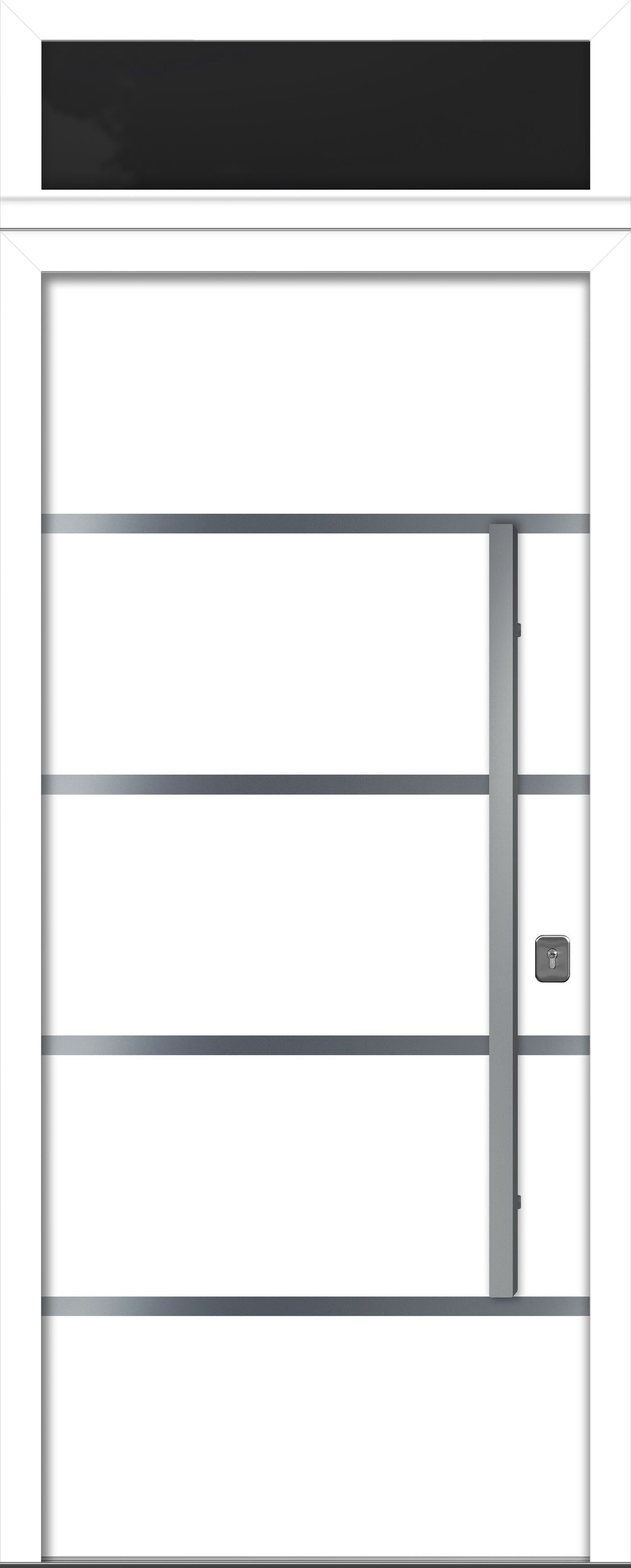 Nova Inox S3 Modern Exterior Single Door 36x80 with Transom - Unit Size 38 x 95 1/2”- White - Doors and Beyond
