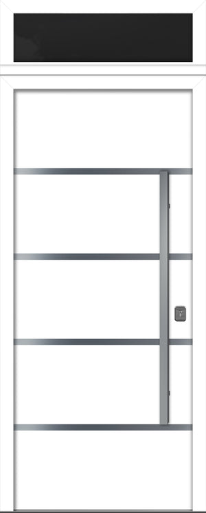 Nova Inox S3 Modern Exterior Single Door 36x80 with Transom - Unit Size 38 x 95 1/2”- White - Doors and Beyond