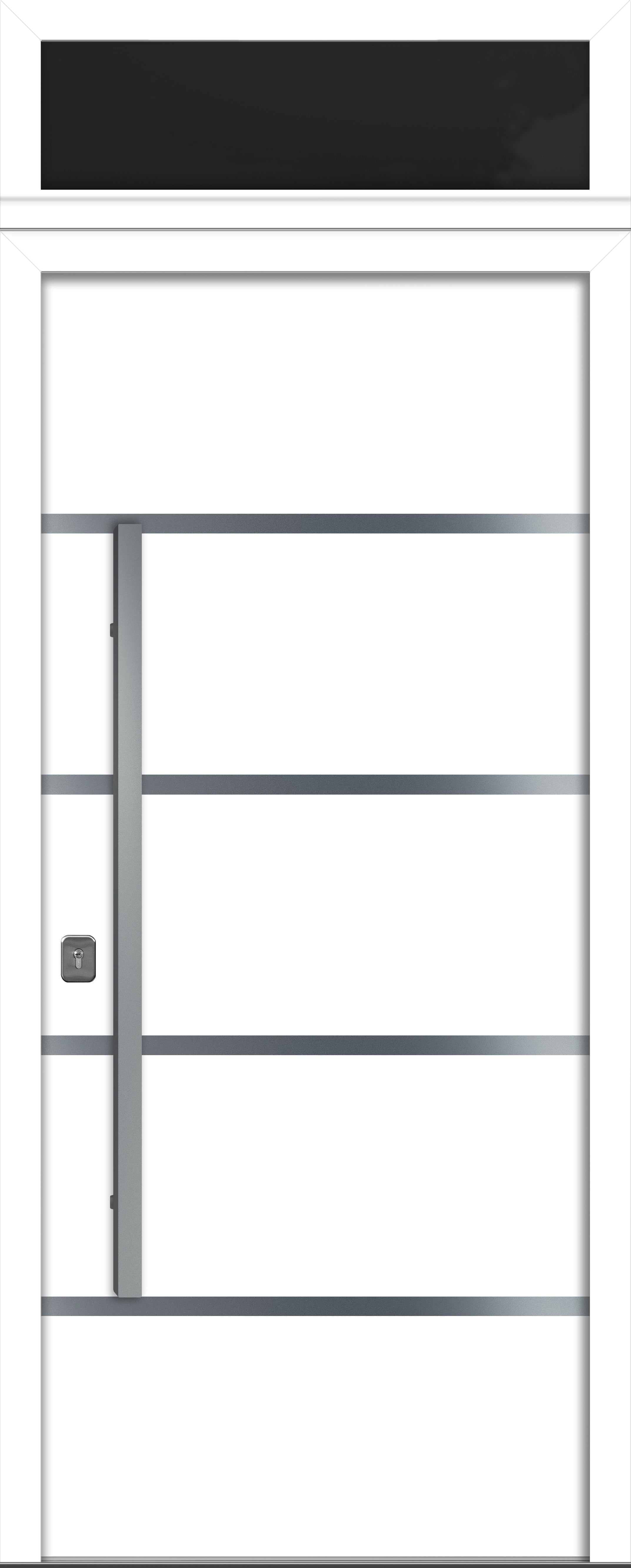 Nova Inox S3 Modern Exterior Single Door 36x80 with Transom - Unit Size 38 x 95 1/2”- White