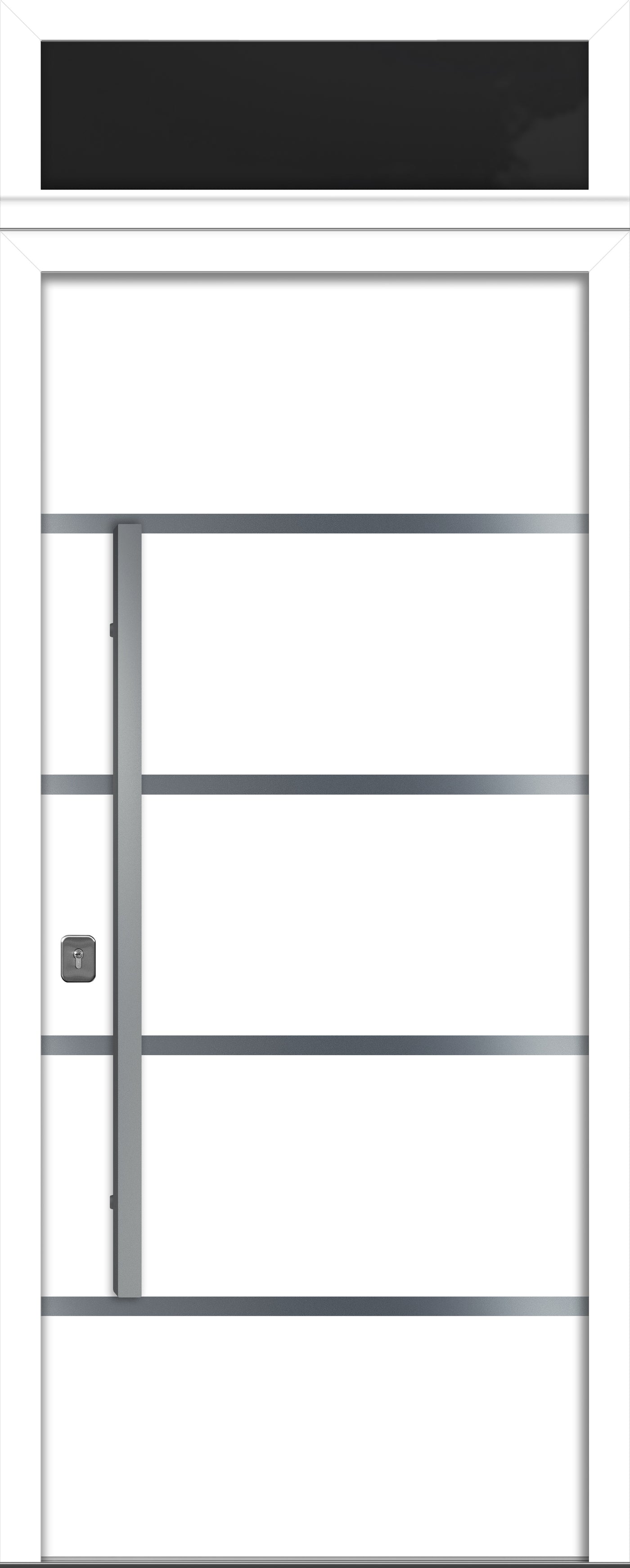 Nova Inox S3 Modern Exterior Single Door 36x80 with Transom - Unit Size 38 x 95 1/2”- White - Doors and Beyond